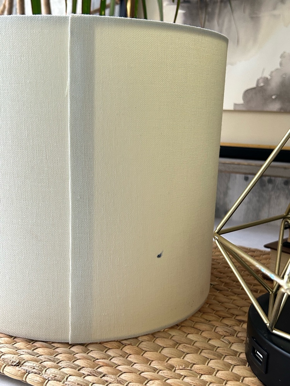 🌴Classy Industrial Gold & Black Geometric Table Lamp W/Shade | USB Port Outlet - Picture 7 of 16